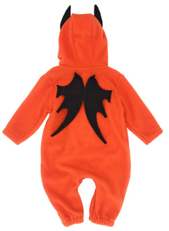 stylesilove Halloween Unisex Toddler Baby Boys Girls Orange Fleece Pumpkin Hooded Long Sleeve Romper