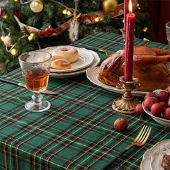 Fennco Styles Classic Plaid Snowflake Holiday Tablecloth - Tartan Rectangular Table Cover for Dining Room, Christmas Décor, and Winter Festivals