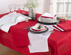 Fennco Styles Holiday Drawn Work Thread Design Table Runner - 2 Colors (Red, 16"x72" Table Runner)