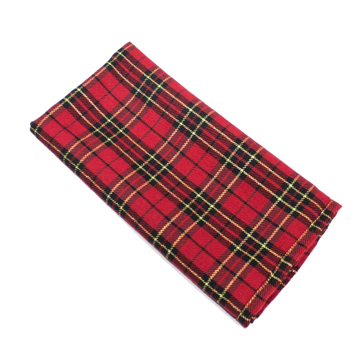 Fennco Styles Holiday Deer Tartan Plaid Ruffle Border Christmas Decorative Throw Pillow