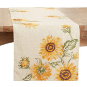 Fennco Styles Embroidered Sunflower Table Runner 16" W x 70" L - Summer Flower Table Cover for Home Décor, Dining Table, Banquet, Everyday Use, Family Gathering and Special Occasion