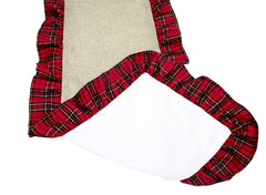 Fennco Styles Holiday Deer Tartan Plaid Ruffle Border Christmas Decorative Throw Pillow