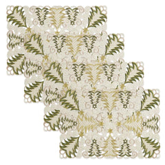 Fennco Styles Embroidered Christmas Tree Cutwork Tablecloths