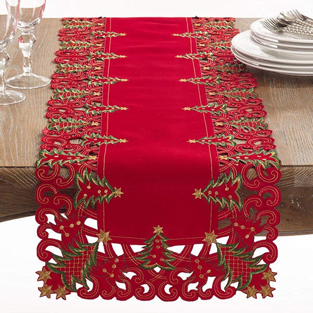 Fennco Styles Pandora Collection Holiday Christmas Tree Table Linens
