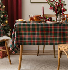Fennco Styles Classic Plaid Snowflake Holiday Tablecloth - Tartan Rectangular Table Cover for Dining Room, Christmas Décor, and Winter Festivals