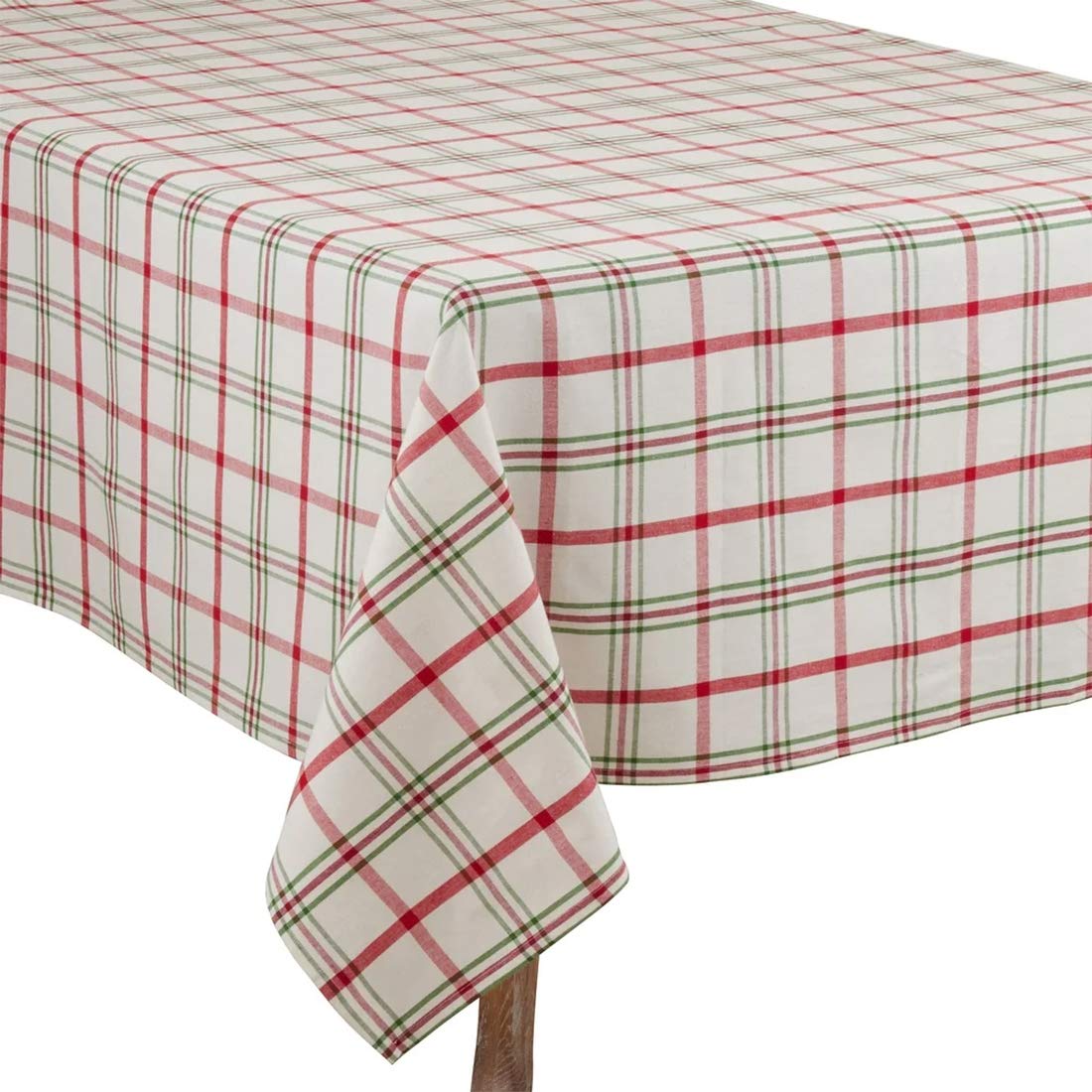 Fennco Styles Holiday Plaid Design 100% Cotton Tablecloth 70" W x 70" L - Red Green Table Cover for Home, Dining Table Decor, Banquet, Christmas and Special Event