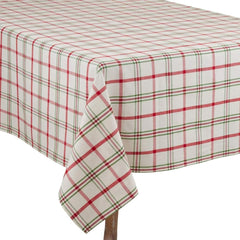 Fennco Styles Holiday Plaid Design 100% Cotton Tablecloth 70" W x 70" L - Red Green Table Cover for Home, Dining Table Decor, Banquet, Christmas and Special Event