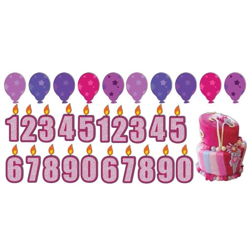 Birthday Girl Yard Card Pathway Markers 31 pcs