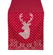 Fennco Styles Holiday Reindeer Polka Dot Design Red Table Runner, 16"x70" Rectangular