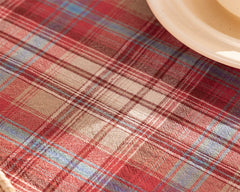 Fennco Styles Plaid Ruffled Border Cotton Woven Tablecloth 56" W x 71" L - Khaki Tartan Table Cover for Banquets, Holiday, Special Events, Home, Dining Room Décor and Everyday Use