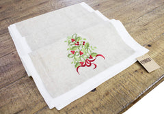 Fennco Styles Embroidered Holly Christmas Tree Double-Layer Holiday Tablecloth