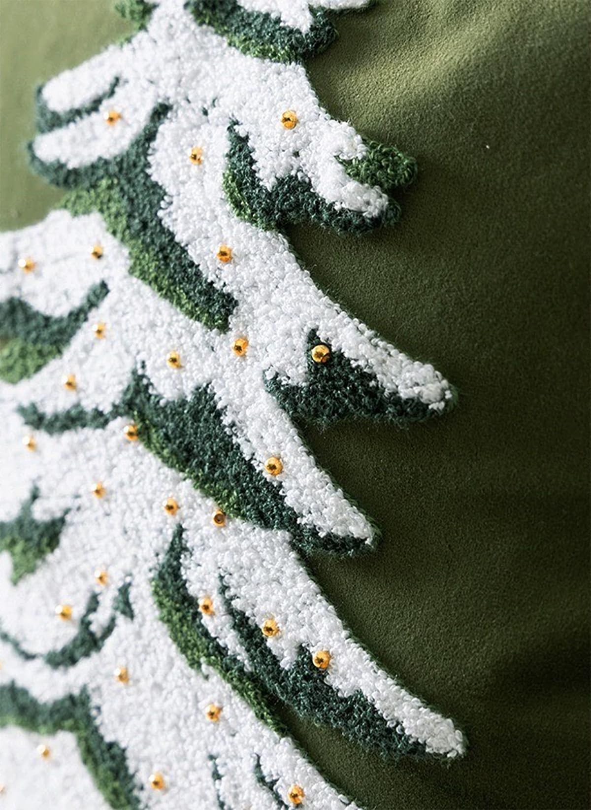 Fennco Styles Embroidered Christmas Tree Pom Pom Throw Pillow Cover 18" W x 18" L - Green Festive Cushion Case for Home, Christmas, Winter Holidays Décor, and Special Occasions