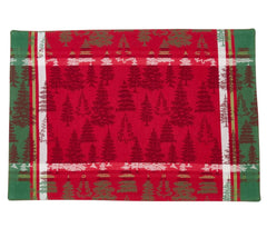 Fennco Styles Christmas Tree Plaid Design 100% Cotton Table Linens - Various Sizes for Home, Holiday, Family Gathering and Special Occasion
