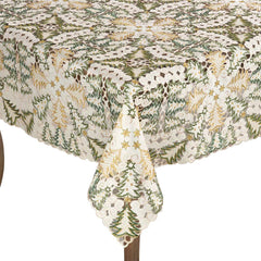 Fennco Styles Embroidered Christmas Tree Cutwork Tablecloths