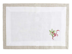 Fennco Styles Embroidered Holly Christmas Tree Double-Layer Holiday Tablecloth