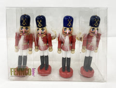 Fennco Styles Handmade Wooden Nutcracker Decorative Napkin Rings, Set of 4 - Festive Soldier Napkin Holders for Dining Table, Christmas, Holidays Décor and Special Occasions