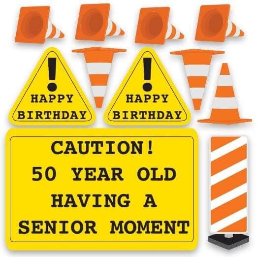 Having A Senior Moment 50th Birthday Yard Card Decoration, 11 piece set