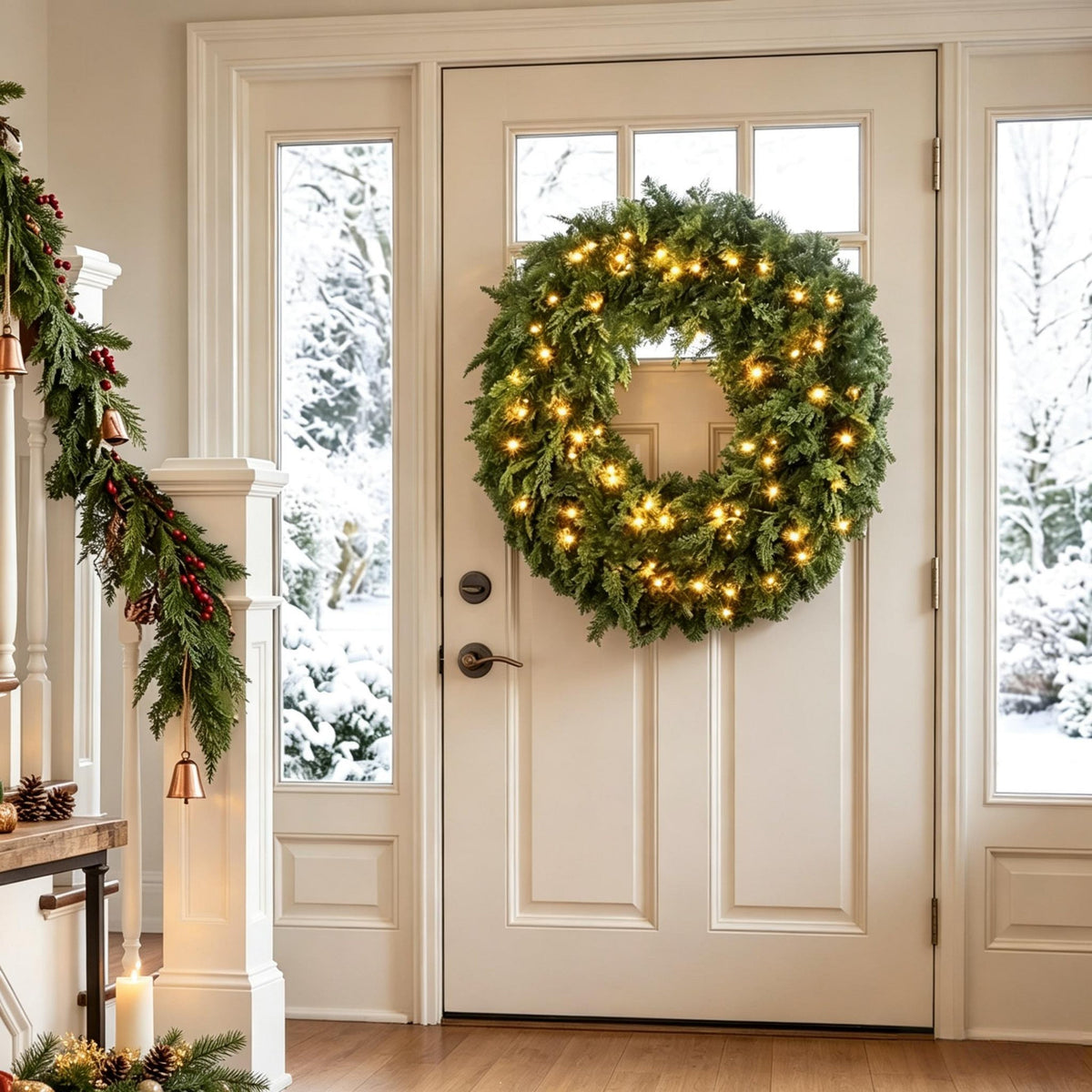 36-Inch Pre-Lit Crestwood Spruce Artificial Christmas Wreath with LED Lights - Green
