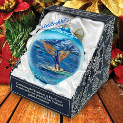 Whale Tail Glass Ornament – Handcrafted Mercury Glass Coastal Holiday Decor by G. DeBrekht – Handcrafted in USA - Coastal Holiday Decor -73390