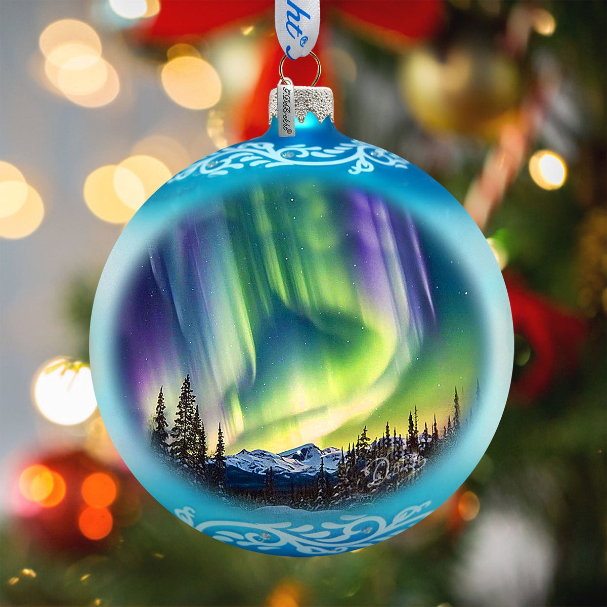 Northern Lights Glass Ornament – Handcrafted Mercury Glass Ornament - Wildlife Holiday Decor by G. DeBrekht - 73397