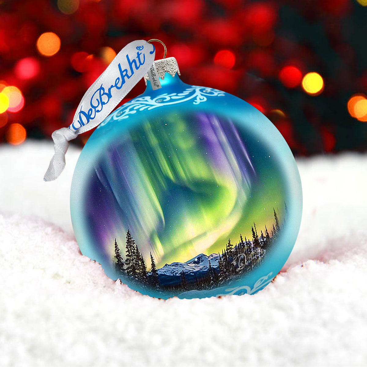 Northern Lights Glass Ornament – Handcrafted Mercury Glass Ornament - Wildlife Holiday Decor by G. DeBrekht