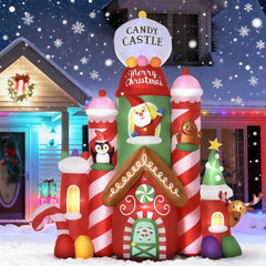 10ft Christmas Inflatables Candy Castle with LED Lights - Multicolor