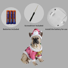 Christmas French Bulldog Statue with Pink Santa Outfit - Multi-Color