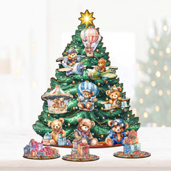 Teddy Bear Christmas Tree Eco Wood Set by G.DeBrekht Christmas Decor - 8091508