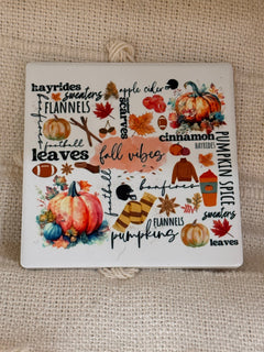 Fall Vibes Ceramic Coaster