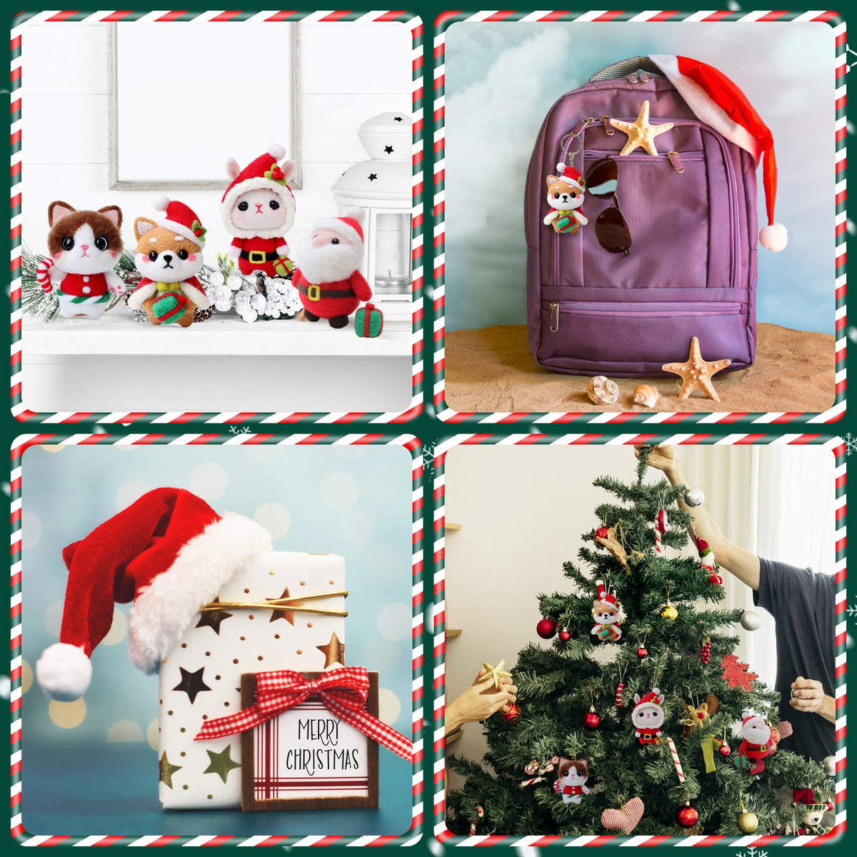 Santa Shiba Inu Cat and Bunny Christmas Needle Felting Kit by Wizardi F07N8-Z-06