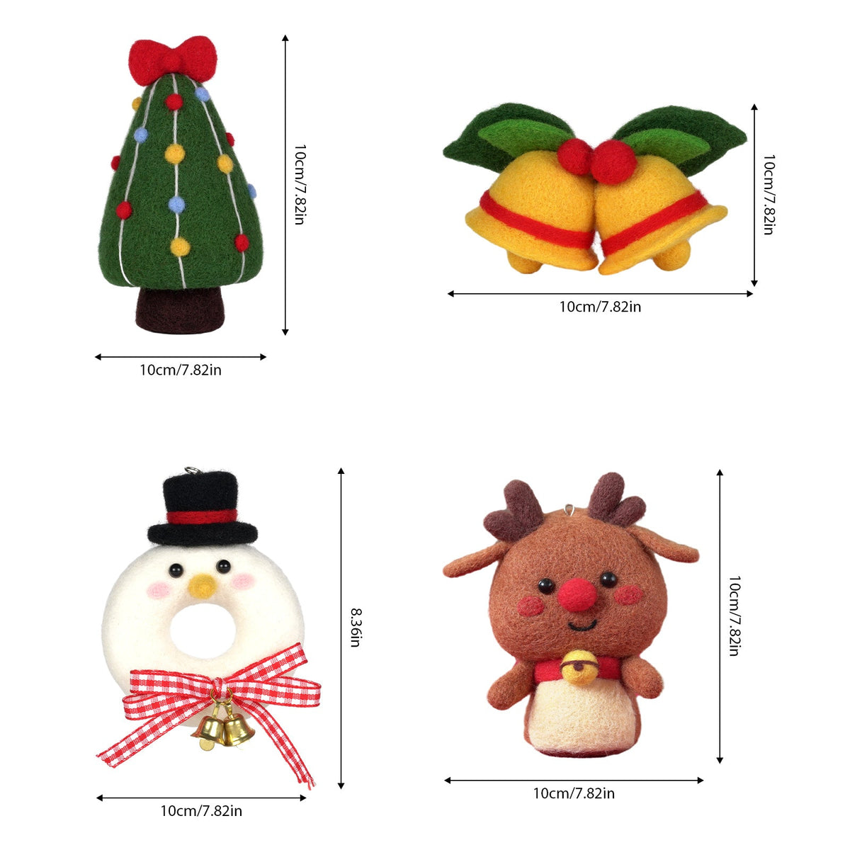 Christmas Tree Bells Reindeer and Snowman Needle Felting Kit by Wizardi F07N8-Z-11