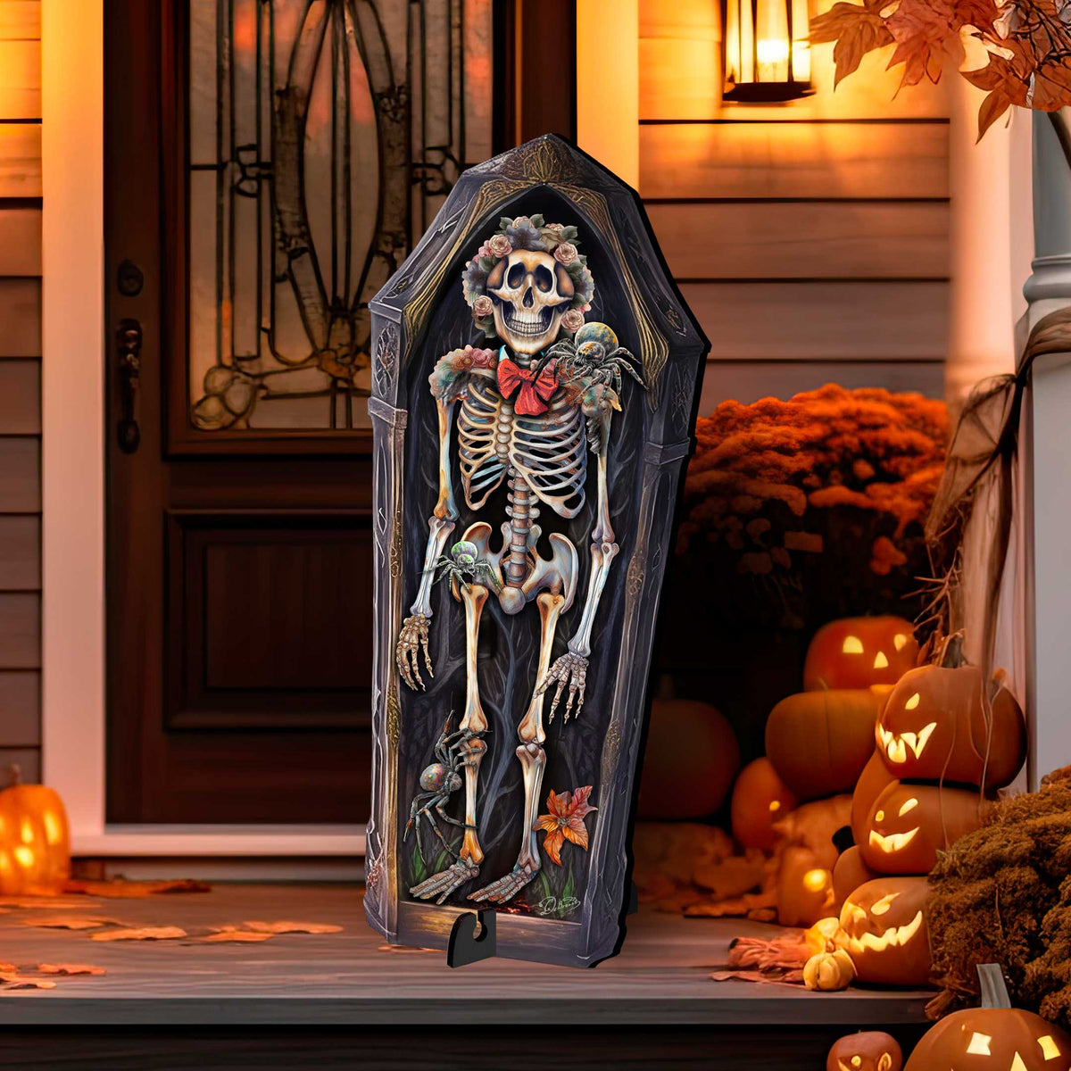 Halloween Skeleton Coffin Freestanding Decor - Halloween Garden Decor by G. Debrekht - Halloween Decor