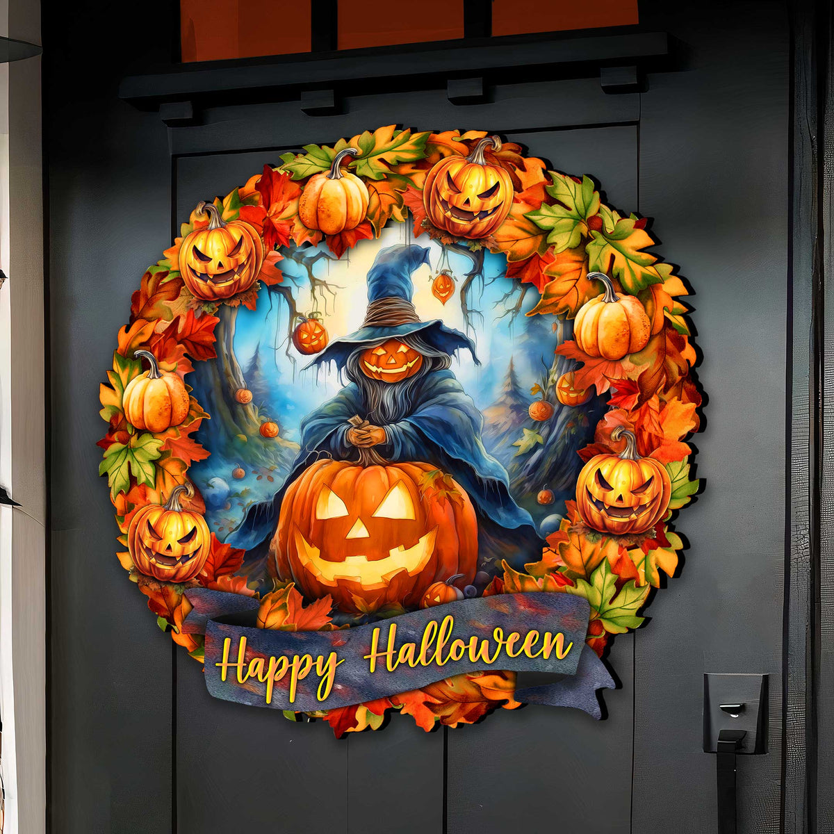Happy Halloween 36-Inch Wreath Outdoor Decor by G. Debrekht - Halloween Decor