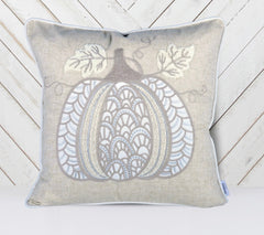Lace Embroidered Pumpkin Throw Pillow Set of 2 – Neutral Fall Accent