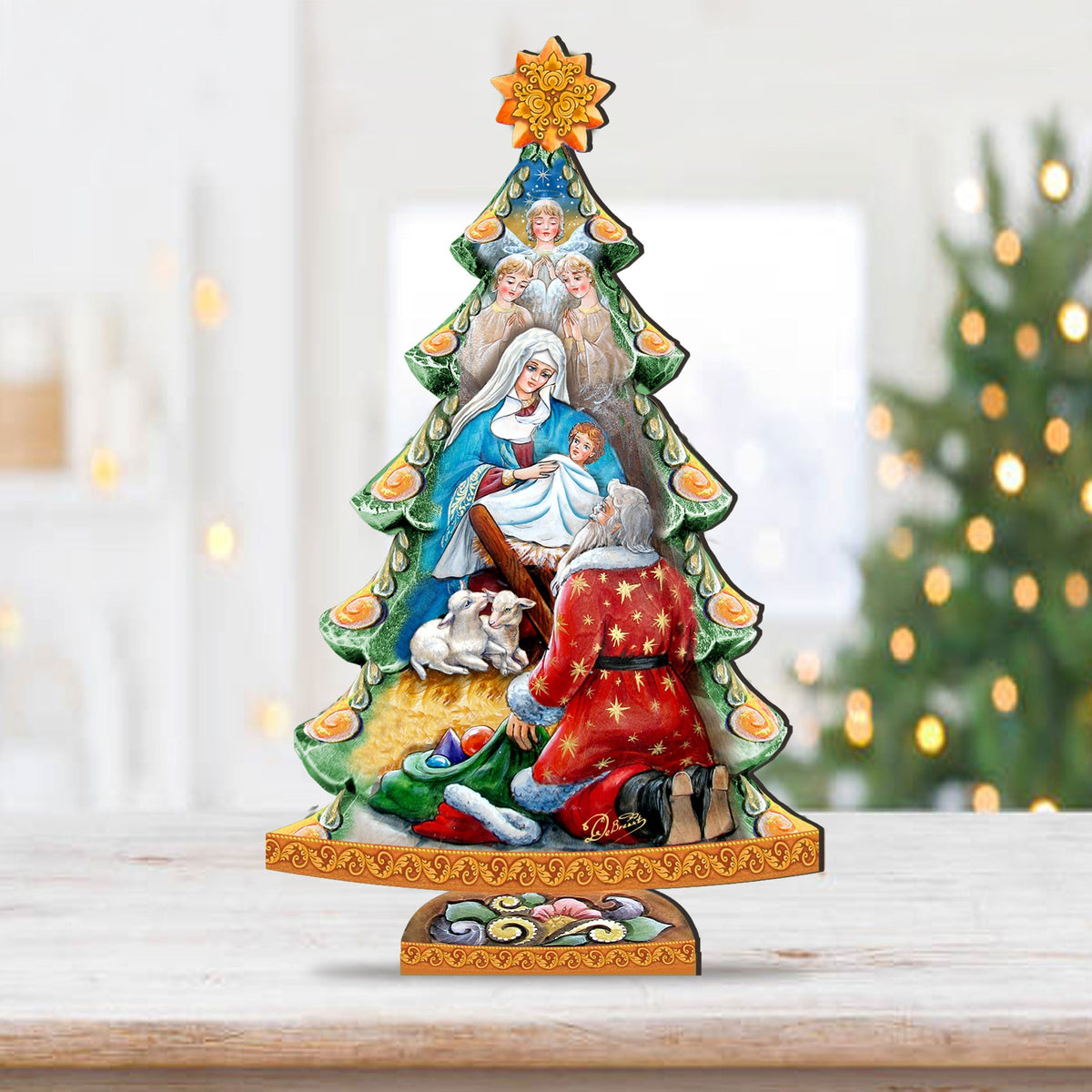 Adoration Decorated Tabletop Tree by G. Debrekht - Nativity Holiday Decor