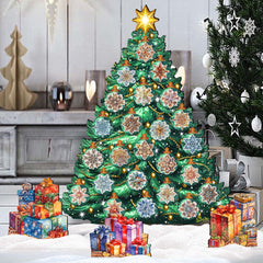 Snowflake-Themed Christmas Tree Outdoor Indoor Décor Wooden Christmas Decoration by G. Debrekht Christmas Décor - 8191504F-G