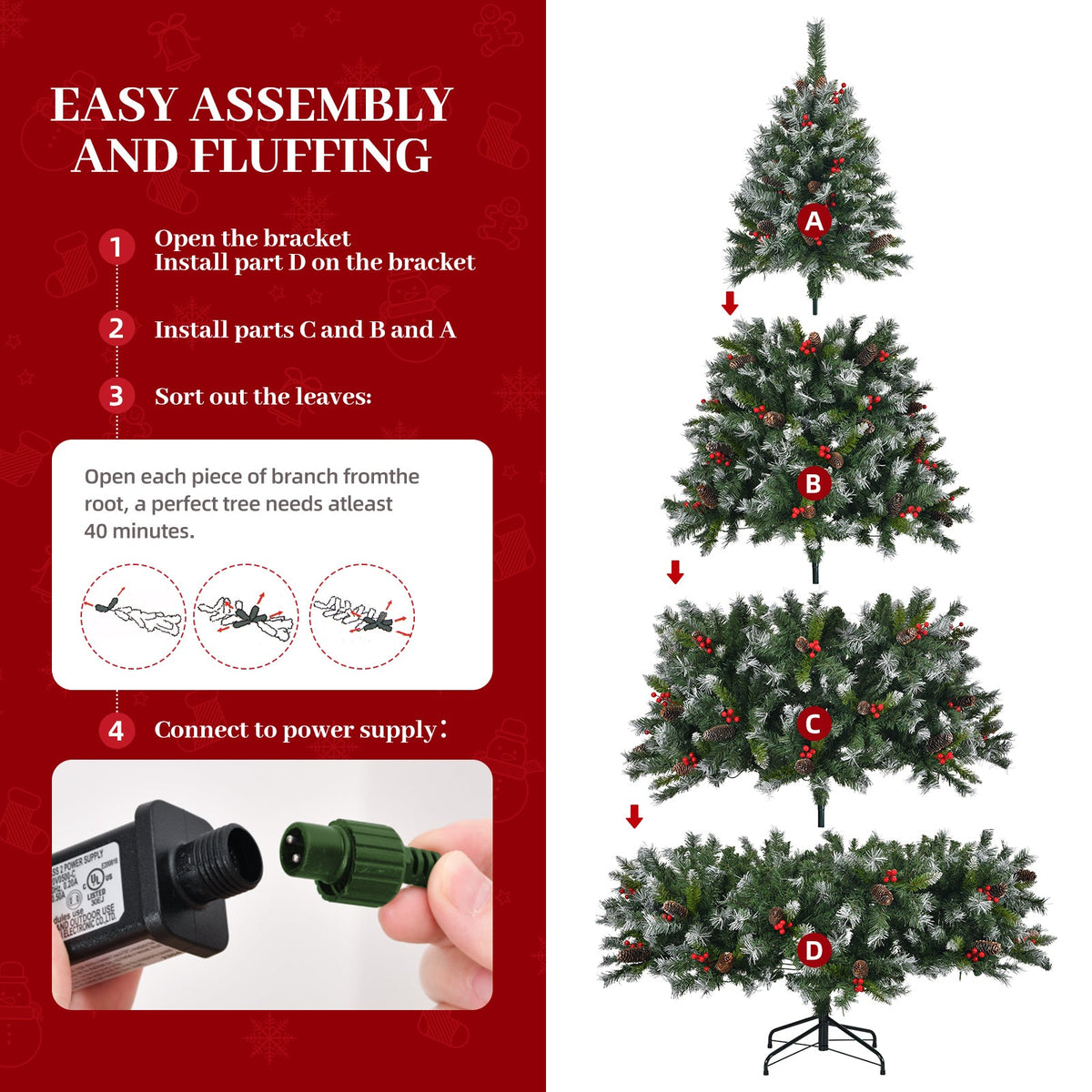 9-Foot Pre-Lit Pre-Decorated Pine Artificial Christmas Tree, 600 Lights, Green