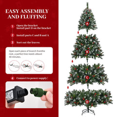 9-Foot Pre-Lit Pre-Decorated Pine Artificial Christmas Tree, 600 Lights, Green