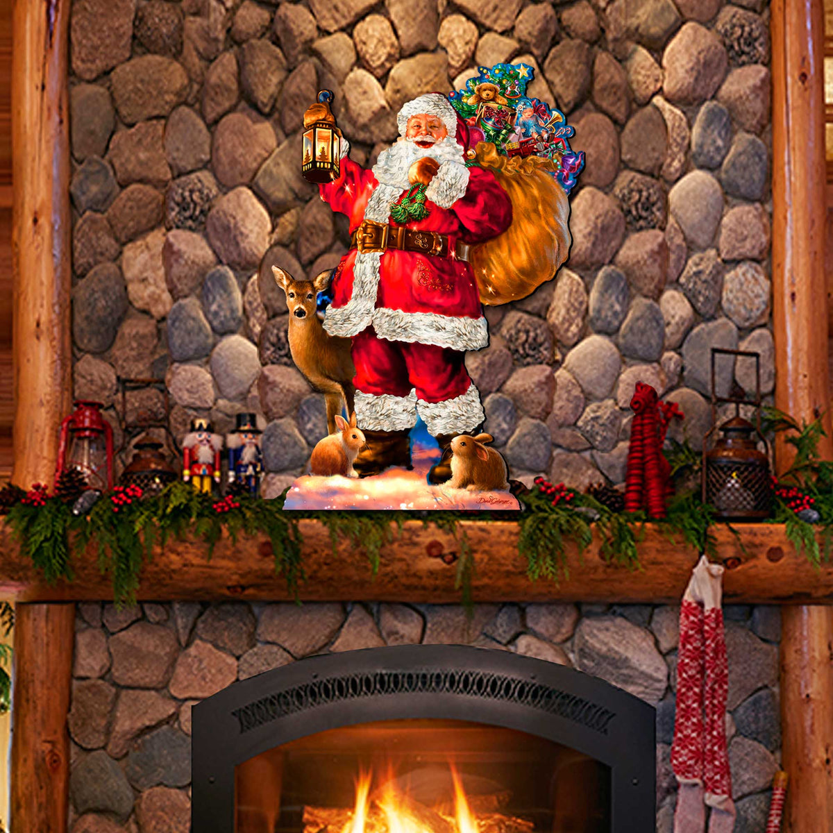 Woodland Santa Wall Door Hanger by D. Gelsinger - Christmas Santa Snowman Decor - 8461028H-1105
