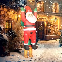 7ft Hanging Christmas Inflatable Santa with Dog with LED Lights - Brown, Green, Red