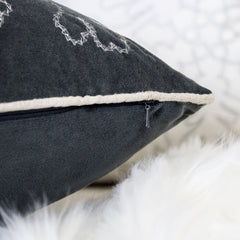 Gray Velvet Holiday Throw Pillow with Insert - Gray