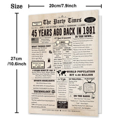 Ziwenhu Jumbo 45th Birthday Card Gift for Women Men Color zw-349