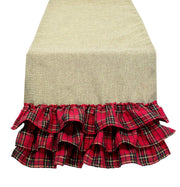 Fennco Styles Holiday Deer Tartan Plaid Ruffle Border Christmas Decorative Throw Pillow