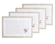 Fennco Styles Embroidered Holly Christmas Tree Double-Layer Holiday Tablecloth
