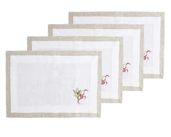 Fennco Styles Embroidered Holly Christmas Tree Double-Layer Holiday Tablecloth