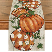 Artoid Mode Polka Dot Pumpkins Vine Wood Fall Table Runner 13x36 Inch