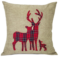 Fennco Styles Holiday Deer Tartan Plaid Christmas Decorative Filled Throw Pillow