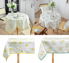 Fennco Styles Garden Floral Print Tablecloth 55" W x 55" L - Yellow Flowers Wrinkle-Free Washable Table Cover for Everyday Use, Banquets, Holidays, Indoor Outdoor Events and Special Occasions