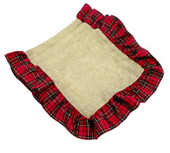 Fennco Styles Holiday Deer Tartan Plaid Ruffle Border Christmas Decorative Throw Pillow