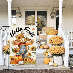 Baccessor Fall Thanksgiving Scarecrow Garden Flag 12.5x18 Inch Burlap